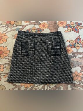 LOFT Black and White Tweed Mini Skirt